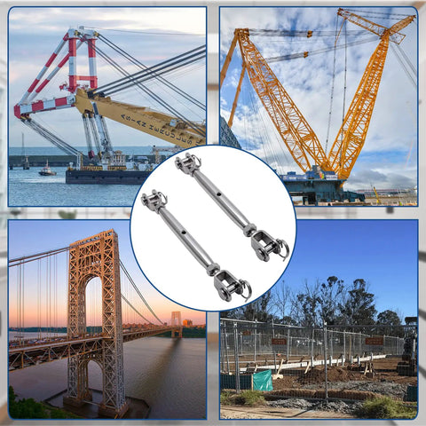Five Pack Beefy Stainless Steel Jaw And Jaw Turnbuckle Rigging Screws Three Sixteenth Inch M5 Closed Body Marine Grade Corrosion Resistant with construction scenes