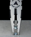 Close-up view of Caiman 7.5 Inch Stripped Screw Extractor Needle Nose Pliers with wire cutter crimper made in Japan, gripping a screw.
