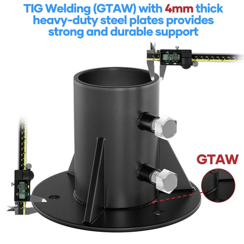 Beefy Heavy Duty Round Fence Post Base Plate And Floor Flange For Chain Link Fence Post Two And Three Eighths Inch Snug Fit