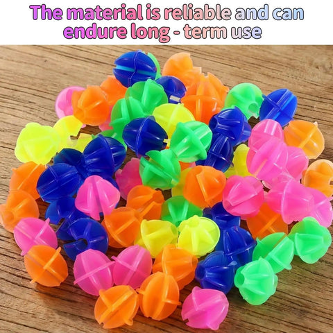216 Piece Multicolor Bike Wheel Spokes Beads Clip On Decorations shown in assorted colors on wooden surface