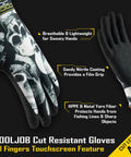 Two Pairs A4 Cut Resistant Gloves For Work And Fishing With Touchscreen Compatibility, Nitrile Grip, Large, showing front view and details.