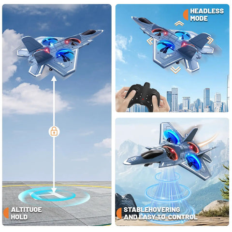 Foam Remote Control Airplane For Kids And Adults 14 Plus, lightweight fighter jet RC plane with lights and aerial stunts.
