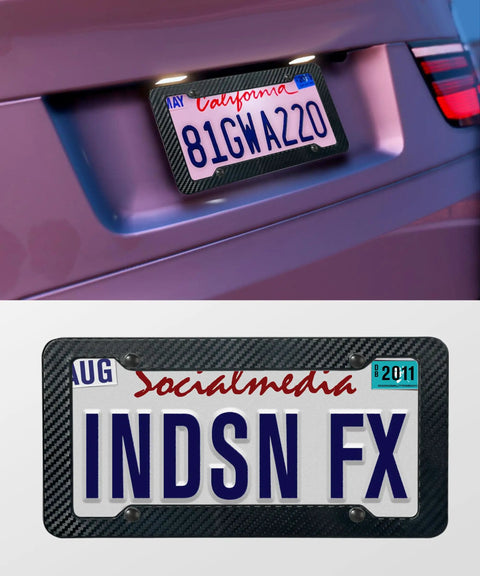 2 Pack Carbon Fiber Look License Plate Frames With Fasteners, Screws, And Washers Included, Durable Car License Plate Holder