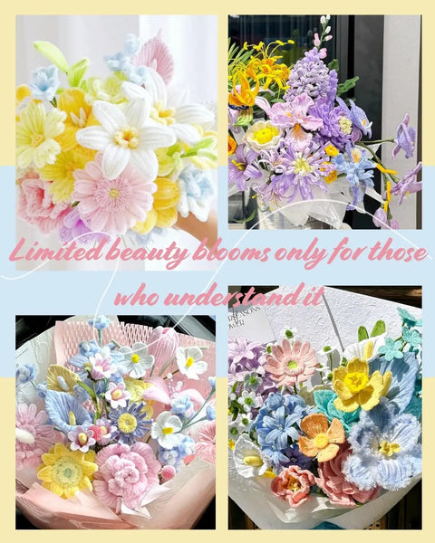 Handcrafted flowers from Pipe Cleaner Flower Kit With Video Tutorial 500 Pcs Craft Set showcasing vibrant DIY bouquets.