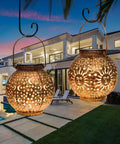 Two Pack Solar Lanterns Outdoor Waterproof Bronze Moon Star Sun Design Lights For Balcony And Yard Creates Cozy Romantic Vibes