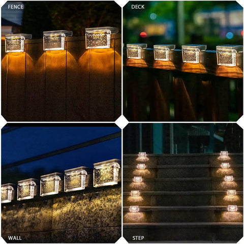 Diamond Solar Fence Lights 6 Pack Dope Outdoor Waterproof Deck And Step Lights Solar Powered illuminating fences, decks, walls, and steps.