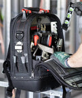HVAC Pro Kit 32 Piece Service Installation And Fabrication Set With VETO Tech Pac Backpack, tools visible in open bag.