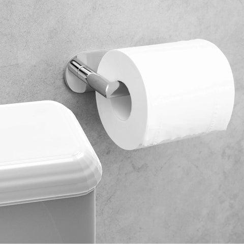 Self Adhesive Toilet Paper Holder Chrome Finish Stainless Steel SUS 304 No Drilling Bathroom Mount Easy Stick On