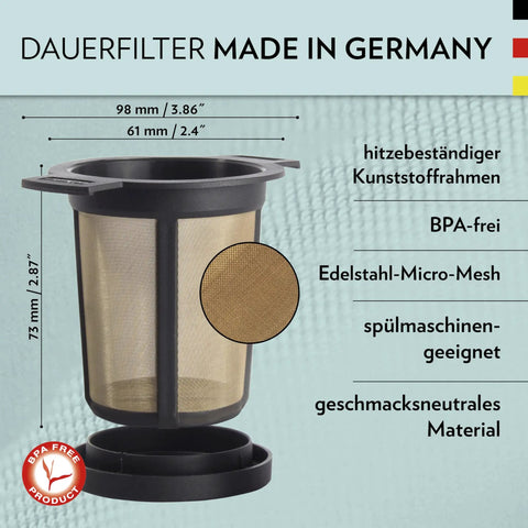 Reusable Stainless Steel Coffee And Tea Infusing Mesh Brewing Basket Medium Black Brew Nerd Approved shown with specifications
