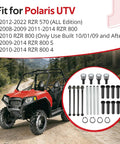 Front Upper A Arm Pivot Bushing Ball Joint Kit For Polaris RZR 570 And 800 Models 2008 Through 2014 Durable Beefy Upgrade With Heavy Duty Components For Off Road Adventures No Nonsense OEM Style, ball joints and bushings shown