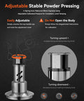Adjustable 58mm espresso tamper with 4-spring auto-rebound for consistent pressure. Ideal for home or commercial brewing.