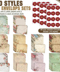 Vintage Floral Stationery Paper Set With 50 Double Sided Papers, 50 Matching Envelopes And 60 Round Dot Stickers shown in 10 styles