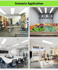 Flat Panel LED Light 1x4 Ft Surface Mount Ceiling Fixture 24W 30W 40W Selectable Output in gym, grocery, office, and living room
