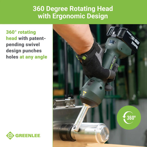 11 Ton Battery Hydraulic Knockout Punch Kit With Slugbuster punching holes in metal with ergonomic one-hand operation