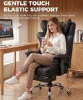 Big And Tall Ergonomic Office Chair With Deluxe Embossed Leather Upholstery Foot Rest And Wide Seat for home office use