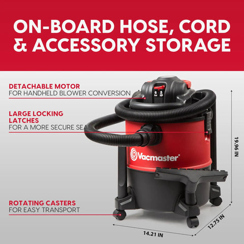Beast All In One Wet Dry Vacuum With Detachable Blower 6 Gallon 5 Peak HP 70 CFM Suction 190 MPH Blower Easy One Hand Release