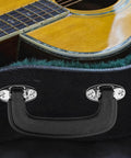 Guitar on case with Two Sets Included Guitar Case Handle Replacement Kit With Luggage Handles, durable plastic, 150mm, mounted.