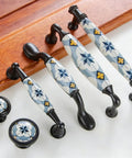 Blue Ceramic Cabinet Pulls For Kitchen And Bathroom Heavy Duty Porcelain Drawer Pulls Zinc Alloy Base Modern Durable