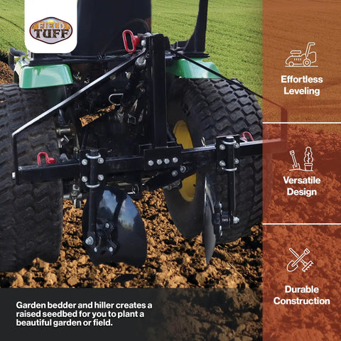Disc Cultivator Garden Bedder And Hiller For Raised Rows On 3 Point Tractors 43 Inch Working Width Heavy Duty Steel Attachment