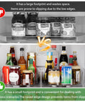 Comparison of refrigerator shelves with and without Clear Rectangular Lazy Susan Organizer For Refrigerator 13.5 By 8.5 Inches With 360 Degree Turntable