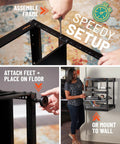 Assembling 15U Open Frame Server Rack With Wall Mountable Design Including Vented Shelves, 25 Rack Screws, Leveling Feet