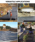 Workers installing Tough As Nails Heavy Duty Landscape And Driveway Fabric 13x115 Ft Weed Barrier Road Fabric For Erosion Control