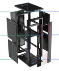 Kickass 42U Server Rack Cabinet on Smooth Rolling Wheels With Secure Locking Doors and Built in LCD Monitor detailed view.
