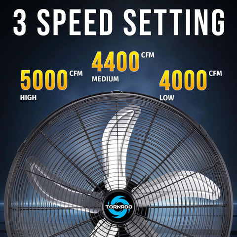 Beast 20 Inch Oscillating Pedestal Fan With Adjustable Height For Industrial And Commercial Spaces, 3 speed settings chart
