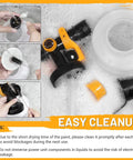 Cleaning components of Heavy Duty 700W HVLP Electric Paint Sprayer Featuring A Roomy 1200ml Tank in soapy water.