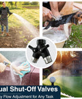 Heavy Duty Garden Hose Splitter 2 Way With Long Handle Dual Outlet Y Style Faucet Adapter No Leak For Outdoor Spigot Use Easy Grip Valves And Smooth Turn, black 3/4 in dual valve splitter