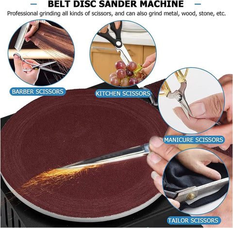 Upgrade Your Workshop With This Awesome 6-Inch Mini Disc Sander Bench Grinder Polisher Machine Fast 7-Speed Control for sharpening various scissors.