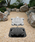 Turtle Shaped Paving Mold For DIY Stepping Stones And Garden Pathways Concrete Cement Mould Reusable Stamp For Patio Sidewalk 17.3 By 15 Inches Easy To Use Fun Backyard Project placed on a gravel path in an outdoor garden setting.