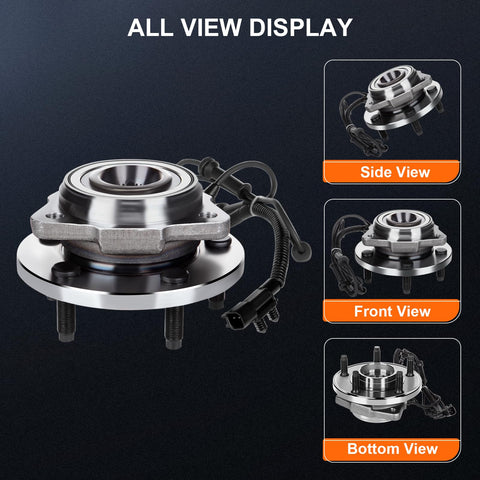 Premium Front Wheel Hub Bearing Assembly For 2007 2008 2009 2010 Jeep Wrangler 5 Bolt, 4 Wheel ABS - OE 513272, DIY Kit, various views