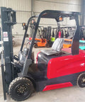Premium Electric Forklift With Slick Hydraulic Joystick And Rock Hard Tires For Indoor Shop Jobs Or Harbor Freight Moves Built Tough Dead Nuts Reliable Custom Setup For Zero Hassle Loading, side view with a red body and robust tires.