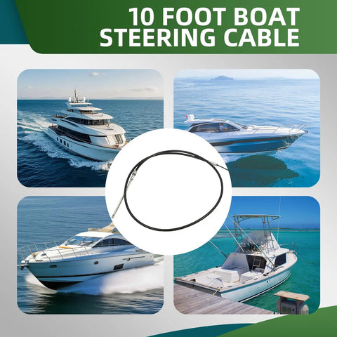 10Foot Rotary Boat Steering Cable For Outboard Motors SSC6210 against various boat images