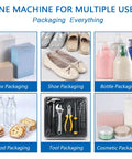 Heavy Duty Shrink Wrap Machine Kit With Heat Gun And Bar Sealer For 12 18 And 24 Inch Film Rolls Dust Proof Packaging Tool for boxes, shoes, bottles, food, tools, and cosmetics.