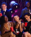 Group enjoying Mirror Disco Ball Straws Set For Party Decor Shiny Silver 70s Style Reusable Straws And Disco Ball Orbs Retro Cup Favors