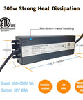 Rock Solid 300W 12V Led Driver Power Supply IP67 Waterproof AC 100 To 130V DC 12V Transformer Adapter 25A overview angle showing aluminum housing.