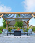 Heavy Duty 45 Degree Corner Brace Support Bracket Set Of 8 For Deck Pergola Gazebo Shed Posts Black Powder Coated Steel Post Connectors Built Like A Tank Fast Assembly Guaranteed in a backyard pergola with seating.
