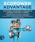 Top Shelf Water Powered Touchless Toilet Flush Valve with transparent view showing eco-friendly water-driven operation.