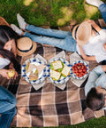Family picnic with Heavy Duty 8.5 Inch Dessert Plates Bulk Pack Of 150 Count Microwave Safe Soak Proof And Cut Resistant Disposable Plates.