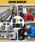 Digital Vacuum Gauge For HVAC 0 To 75000 μmHg Range With 7/16-20UNF Fittings, Buzzer Alarm, 1/4 Inch SAE Extension, Brass Adapter, High Accuracy ±10 μmHg Or ±10 Percent, Ideal For Leak Detection And Evacuation Tests, used in refrigeration systems