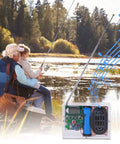 DIY FM Radio Kit 76 108 MHz With LCD Display Digital Radio Module in natural outdoor fishing setting