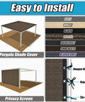 90 Percent UV Block Shade Cloth For Pergola With Grommets 8 By 10 Feet Privacy Screen For Outdoor Patio Hangout Garden Mocha