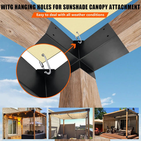3 Way Pergola Corner Bracket Kit With Post Anchor Base For 4 By 4 Posts To Beam Built Tough 13 Gauge Steel Heavy Duty Outdoor Brackets For Porches Gazebos And Cabins DIY 8 Pack Rust Resistant Powder Coated