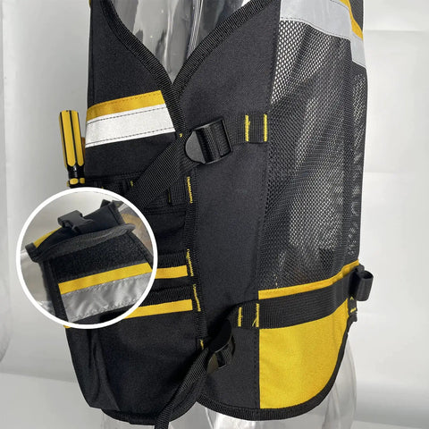 Reflective Safety Tool Vest With Multiple Pockets And Zipper Heavy Duty Work Vest For Electricians And Carpenters Breathable