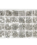 All In One Auto Wiring Kit 410 Pieces Tin Plated Copper Non Insulated Butt Spade Ring Lug Crimp Connectors Assortment For Cars And DIY Wiring Fits AWG 22 To 16 16 To 14 And 12 To 10 Gauge in a storage box