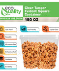 150 Ounce Square Deli Containers With Airtight Lids BPA Free Plastic Microwave Safe Freezer Safe Stackable