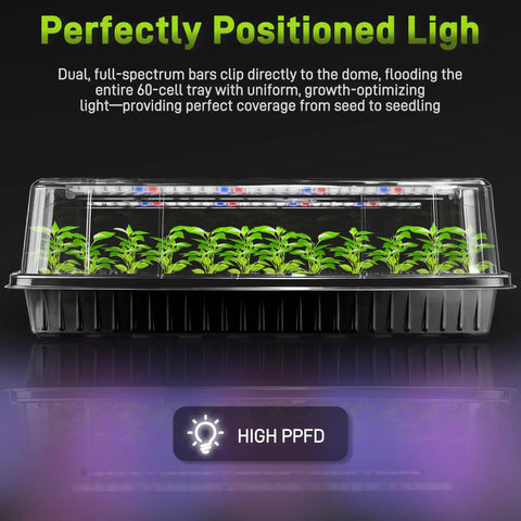 Seed Starter Kit With Grow Light For Seedlings, 120-Cell Tray With Self-Watering Germination System, Humidity Dome, 112 LED Pro Grow Lights