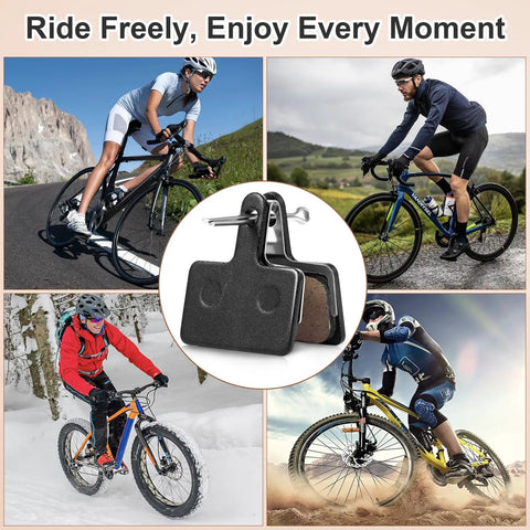 Two Pairs Semi-Metallic Bike Brake Pads For Disc Brakes, compatible with Shimano and Tektro, ideal for mountain and e-bikes